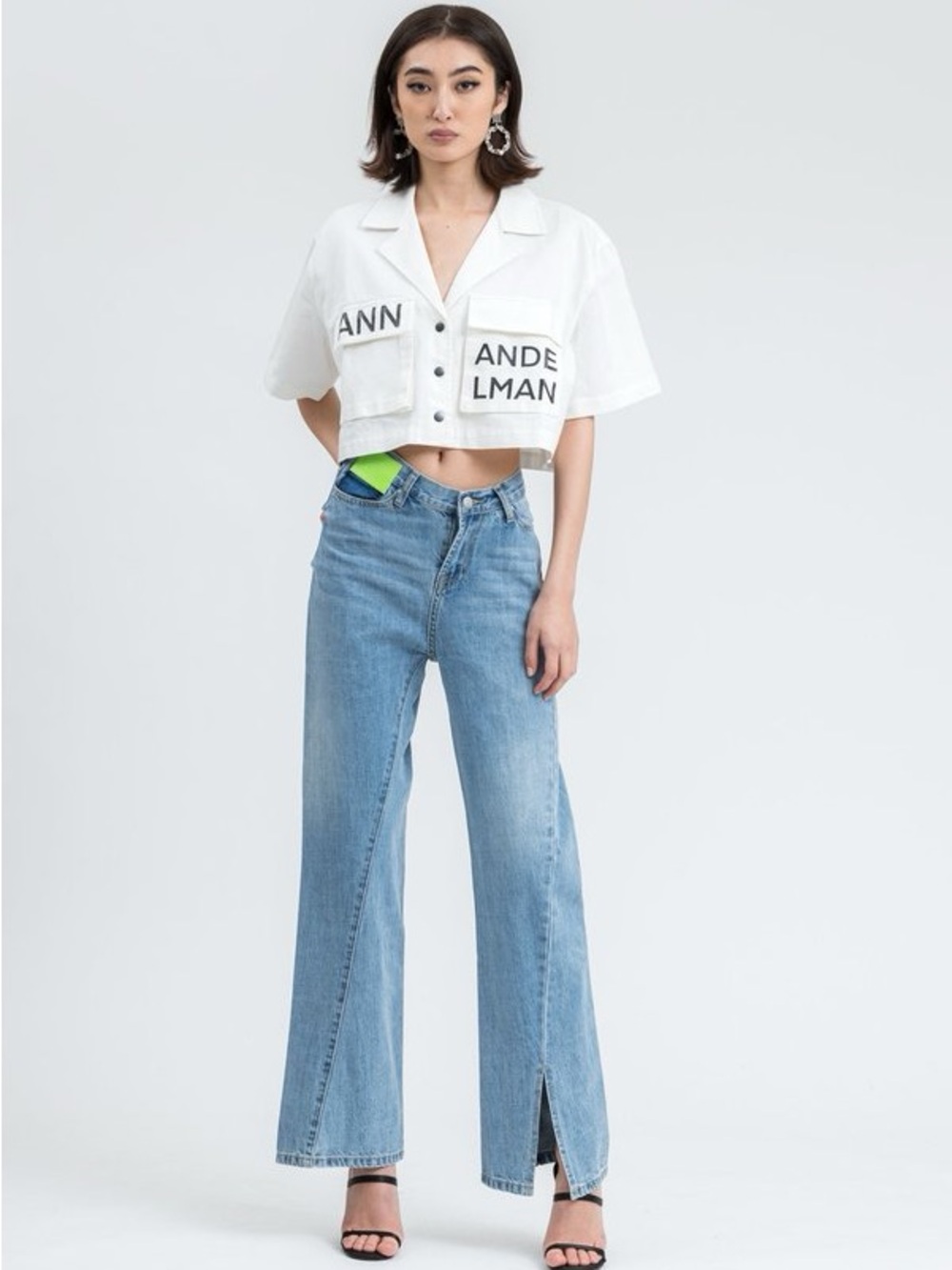 ANN ANDELMAN Blue Lizard Patch Boyfriend Jeans
